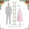 Set of 2 4ft/5ft Pre-Lit Flocked Pink Artificial Christmas Porch Tree with warm white/multi-color LED Lights, 8 function w/Foot Pedal